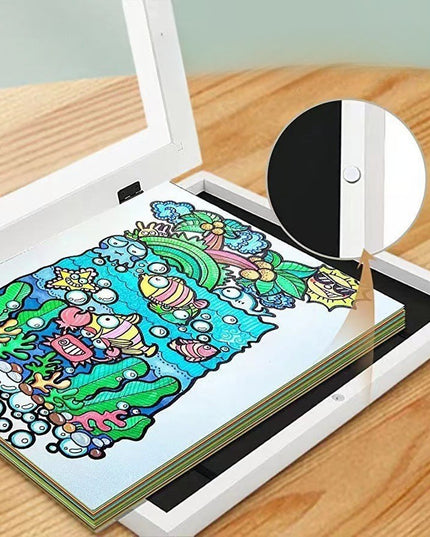 Rama Foto din Lemn, cu Spatiu Pentru Depozitare, Pentru Desene si Picturi A4, Sticla Securizata, Rama MDF