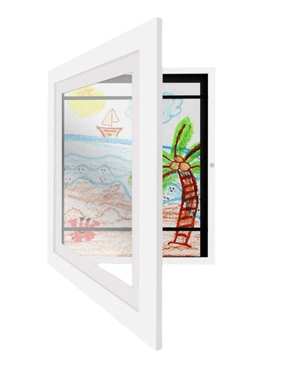 Rama Foto din Lemn, cu Spatiu Pentru Depozitare, Pentru Desene si Picturi A4, Sticla Securizata, Rama MDF