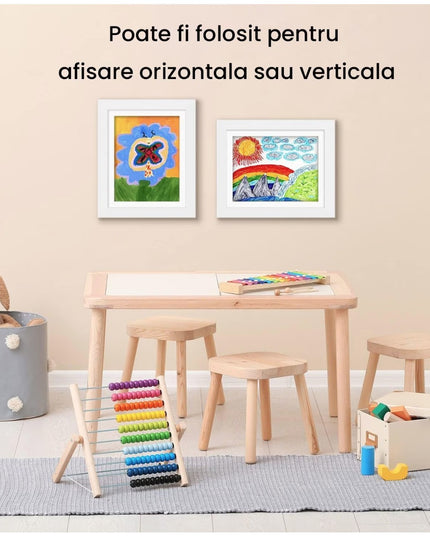 Rama Foto din Lemn, cu Spatiu Pentru Depozitare, Pentru Desene si Picturi A4, Sticla Securizata, Rama MDF