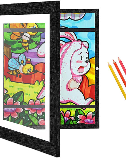 Rama Foto din Lemn, cu Spatiu Pentru Depozitare, Pentru Desene si Picturi A4, Sticla Securizata, Rama MDF