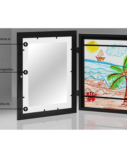 Rama Foto din Lemn, cu Spatiu Pentru Depozitare, Pentru Desene si Picturi A4, Sticla Securizata, Rama MDF