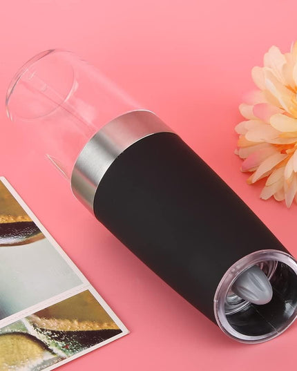 Rasnita Electrica Sare si Piper, cu Camera Depozitare Transparenta, Macinare, Functionare pe Baterii, cu Lumina, ABS