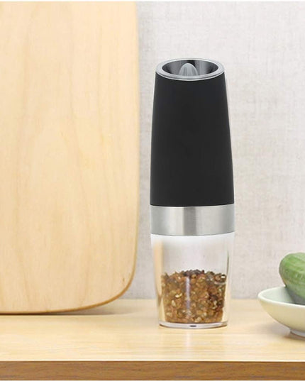 Rasnita Electrica Sare si Piper, cu Camera Depozitare Transparenta, Macinare, Functionare pe Baterii, cu Lumina, ABS