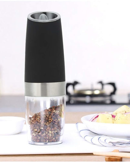 Rasnita Electrica Sare si Piper, cu Camera Depozitare Transparenta, Macinare, Functionare pe Baterii, cu Lumina, ABS