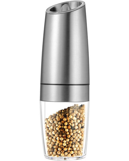 Rasnita Electrica Sare si Piper, cu Camera Depozitare Transparenta, Macinare, Functionare pe Baterii, cu Lumina, ABS
