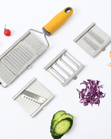 Razatoare multifunctionala Inox, 4 tipuri de lame, usor de manevrat, maner din ABS ergonomic,periuta curatare inclusa, Lame interschimbabile