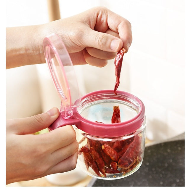 Recipient Condimente, din Stilca, 180 ml, cu Maner si Lingurita,Capac