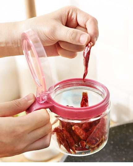 Recipient Condimente, din Stilca, 180 ml, cu Maner si Lingurita,Capac