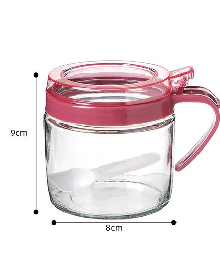 Recipient Condimente, din Stilca, 180 ml, cu Maner si Lingurita,Capac