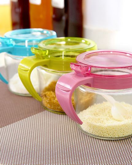 Recipient Condimente, din Stilca, 180 ml, cu Maner si Lingurita,Capac