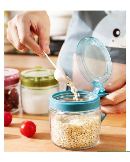 Recipient Condimente, din Stilca, 180 ml, cu Maner si Lingurita,Capac