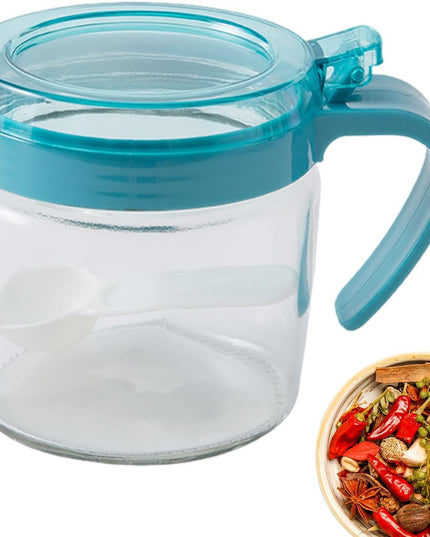 Recipient Condimente, din Stilca, 180 ml, cu Maner si Lingurita,Capac