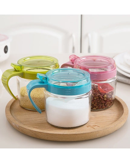 Recipient Condimente, din Stilca, 180 ml, cu Maner si Lingurita,Capac