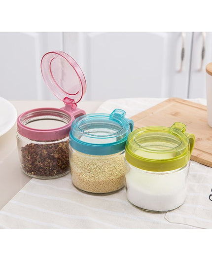 Recipient Condimente, din Stilca, 180 ml, cu Maner si Lingurita,Capac