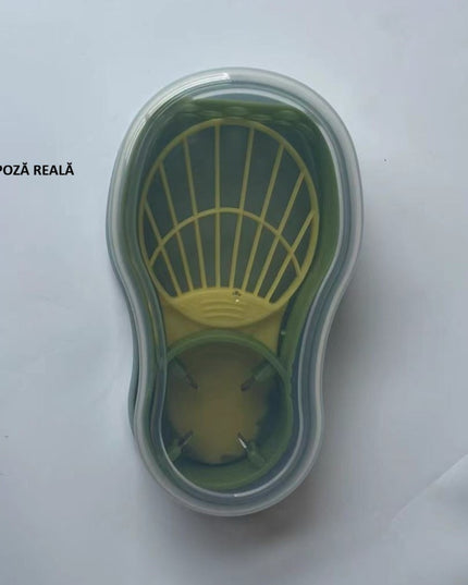 Recipient de Depozitare Avocado 5in1, Etans, pentru Frigider, din Plastic, Dispozitiv de Taiat, Curatat, Feliat