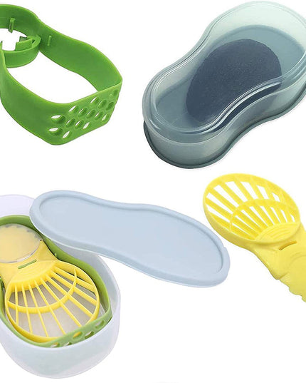 Recipient de Depozitare Avocado 5in1, Etans, pentru Frigider, din Plastic, Dispozitiv de Taiat, Curatat, Feliat