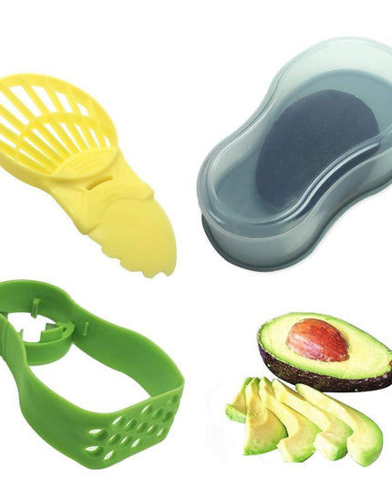 Recipient de Depozitare Avocado 5in1, Etans, pentru Frigider, din Plastic, Dispozitiv de Taiat, Curatat, Feliat