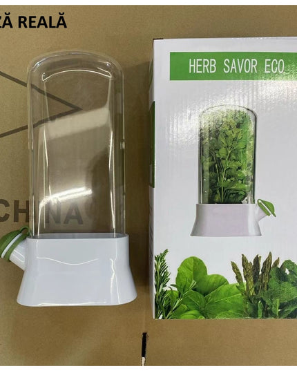 Recipient de Pastrare a Ierburilor cu Capac de Umplere cu Apa, Proaspat, Curat, Fara BPA, Practic, Durabil