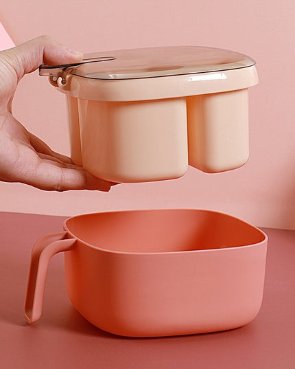 Recipient pentru condimente 4 casute, potrivit pentru sare, cimbru, piper, condimente, 4 lingurite din plastic, capac din plastic, maner