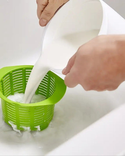 Recipient pentru Preparat Branza, Capac de Silicon, Cheese Maker din Plastic, Strecuratoare