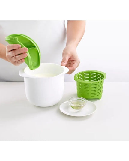 Recipient pentru Preparat Branza, Capac de Silicon, Cheese Maker din Plastic, Strecuratoare