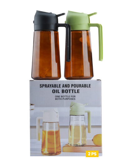 Recipient pentru Ulei 2 in 1, Set 2 Bucati, Functie Spray & Turnare, din Sticla, Fara Scurgere, 18.5 x 8 x 8 cm, 470 ml/buc, Sticla , /