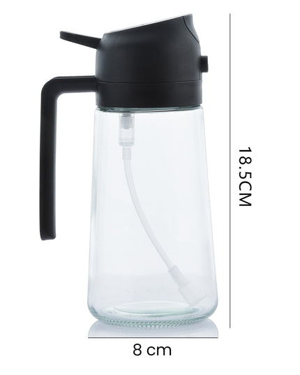 Recipient pentru Ulei 2 in 1, Set 2 Bucati, Functie Spray & Turnare, din Sticla, Fara Scurgere, 18.5 x 8 x 8 cm, 470 ml/buc, Sticla Teansparenta, /