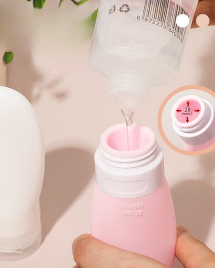 Recipient Portabil din Silicon Elegant de Voiaj, Sticla de Calatorie, Potrivita pentru Lotiune, Sampon si Alte Lichide, Anti-scurgere, cu Posibilitate de Reumplere, Capacitate 90mL