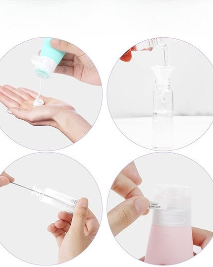 Recipient Portabil din Silicon Elegant de Voiaj, Sticla de Calatorie, Potrivita pentru Lotiune, Sampon si Alte Lichide, Anti-scurgere, cu Posibilitate de Reumplere, Capacitate 90mL