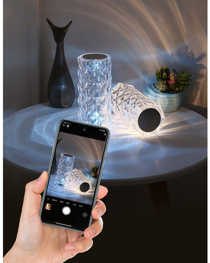 Lampa de birou pe LED RGB, dimmer tactil, 3 nivele de intensitate, Cristal Acrilic, cu telecomanda