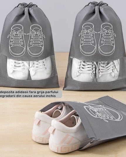 Sac depozitare incaltaminte, pentru voiaj sau depozitare, rezistent la praf, compatibil cu masina de spalat