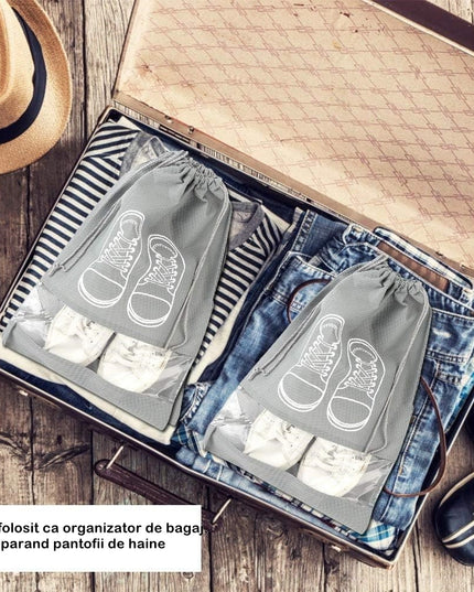 Sac depozitare incaltaminte, pentru voiaj sau depozitare, rezistent la praf, compatibil cu masina de spalat