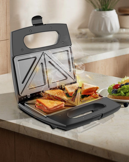 Sandwich Maker , cu forme de triunghi si patrat, Cablu , Material Interior Antiaderent, Inoxidabil, Maner Izolat Termic, 750W, 220 V