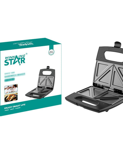 Sandwich Maker , cu forme de triunghi si patrat, Cablu , Material Interior Antiaderent, Inoxidabil, Maner Izolat Termic, 750W, 220 V