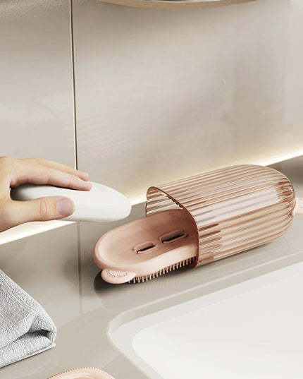 Sapuniera de Calatorie, Suport pentru Sapun cu Scurgere a Apei, Recipient cu Capac Depozitare, Savoniera pentru Baie