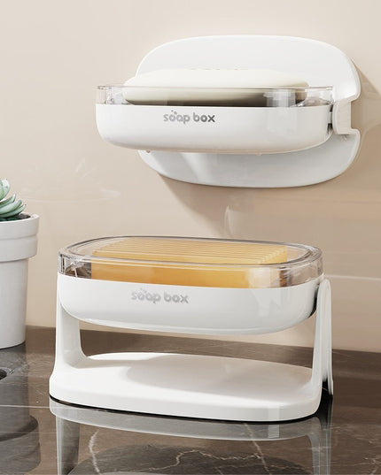 Savoniera cu Suport 1, Pentru Perete sau Blat, PET, Scurgere Optima