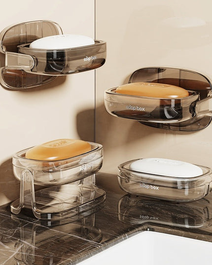 Savoniera cu Suport 1, Pentru Perete sau Blat, PET, Scurgere Optima