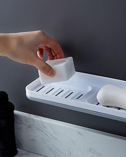 Savoniera Dubla, de Perete, cu Compartiment de Scurgere, Montare prin Lipire