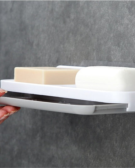 Savoniera Dubla, de Perete, cu Compartiment de Scurgere, Montare prin Lipire