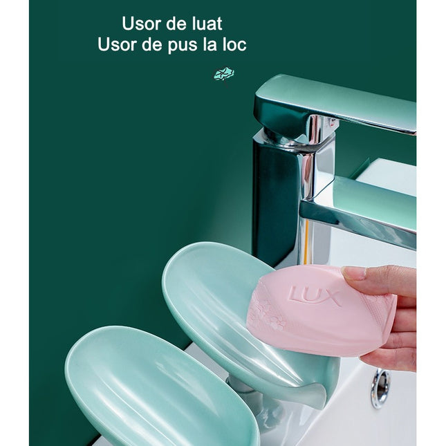 Savoniera cu scurgere, pentru sapun, cu ventuza, material ABS