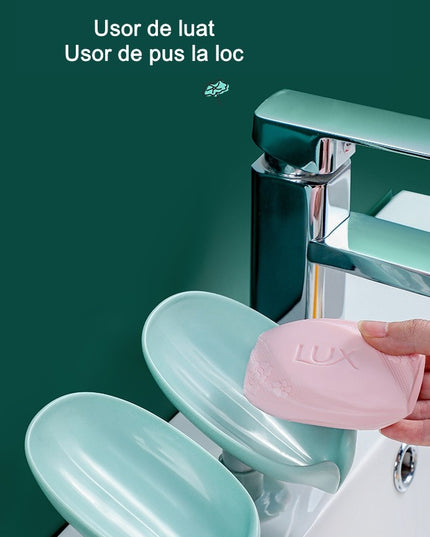 Savoniera cu scurgere, pentru sapun, cu ventuza, material ABS