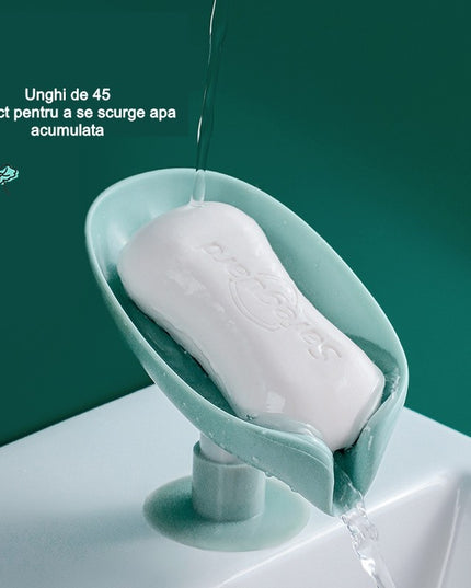 Savoniera cu scurgere, pentru sapun, cu ventuza, material ABS
