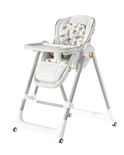 Scaun de Masa 2in1, pentru Copii 6 luni - 4 Ani, Pliabil, cu Roti, Balansoar, Leagan, Reglabil, Tava de Masa Dubla, Centura in 5 Puncte