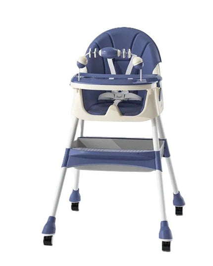 Scaun de Masa 2in1, pentru Copii de la 6 luni - 5 Ani, Inaltime Reglabila, Centura in 5 Puncte, Tava de Masa, Roti cu Frana, Cos Depozitare, Jucarie Inclusa