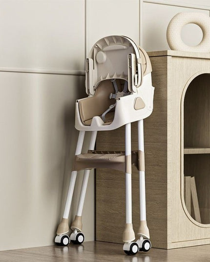 Scaun de Masa pentru Bebelusi si Copii, 2 Tavite cu Jucarii si Husa Detasabile, Multifuncțional, Stabil, Centura de Siguranta, Spatar Reglabil Moale, Balansoar, Cos de Depozitare, de la 6 Luni