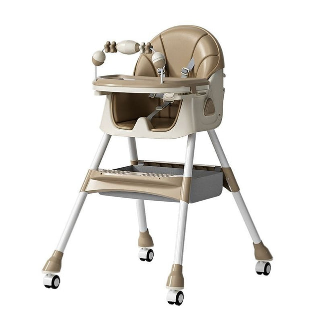 Scaun de Masa pentru Bebelusi si Copii, 2 Tavite cu Jucarii si Husa Detasabile, Multifuncțional, Stabil, Centura de Siguranta, Spatar Reglabil Moale, Balansoar, Cos de Depozitare, de la 6 Luni