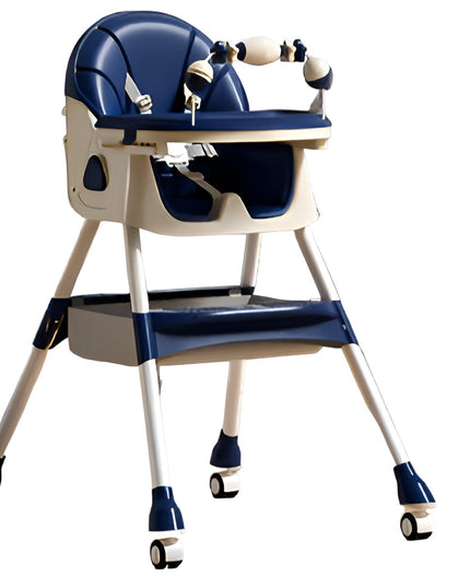 Scaun de Masa pentru Bebelusi si Copii, 2 Tavite cu Jucarii si Husa Detasabile, Multifuncțional, Stabil, Centura de Siguranta, Spatar Reglabil Moale, Balansoar, Cos de Depozitare, de la 6 Luni