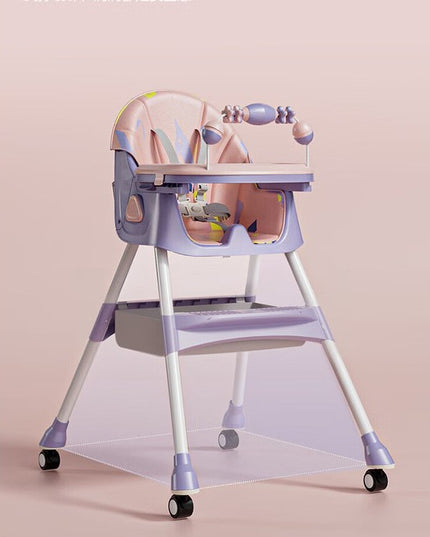 Scaun de Masa pentru Bebelusi si Copii, 2 Tavite cu Jucarii si Husa Detasabile, Multifuncțional, Stabil, Centura de Siguranta, Spatar Reglabil Moale, Balansoar, Cos de Depozitare, de la 6 Luni