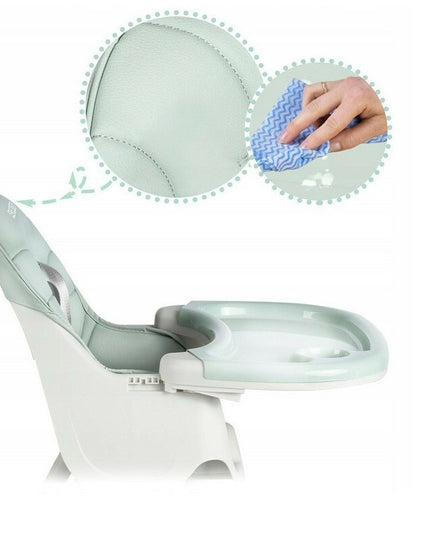 Scaun de Masa pentru Bebelusi si Copii, cu Roti, Telescopic, Pliabil, Masuta Reglabila, Suport Picioare, Scaun cu Invelis Piele Artificiala, Centura Siguranta, Spatiu Depozitare, 97x73x65 cm