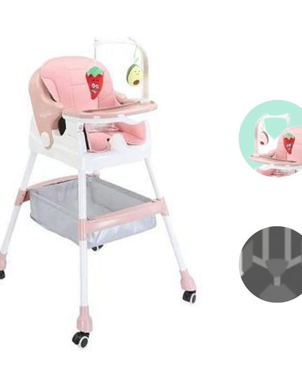 Scaun de Masa pentru Copii, Multifunctional, Pliabil, cu Roti, Cos de Depozitare, din Plastic, Centura de Siguranta, Suport de Agatat Jucarii